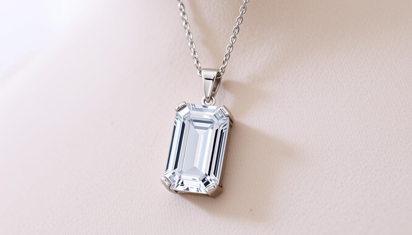 Emerald Cut Natural Diamond Pendant Necklace