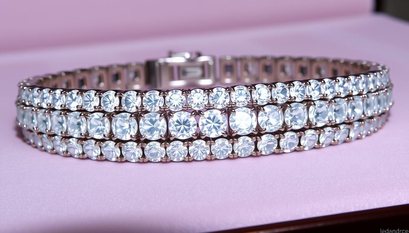 Triple Row Graduated Natural Diamond Tennis Bracelet